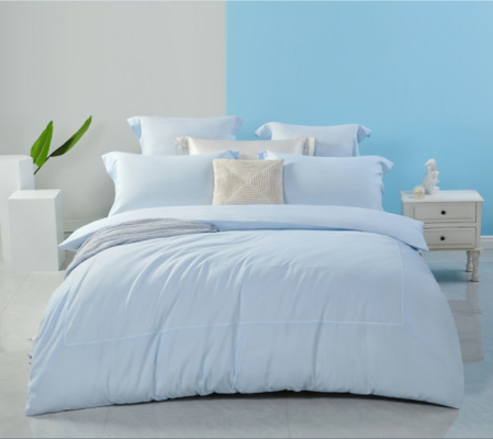 ผ้าผ้าใบ Tencel ผ้าใบ Queen Comfortable ผ้าใบสีฟ้า