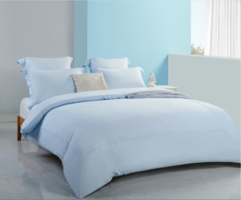 ผ้าผ้าใบ Tencel ผ้าใบ Queen Comfortable ผ้าใบสีฟ้า