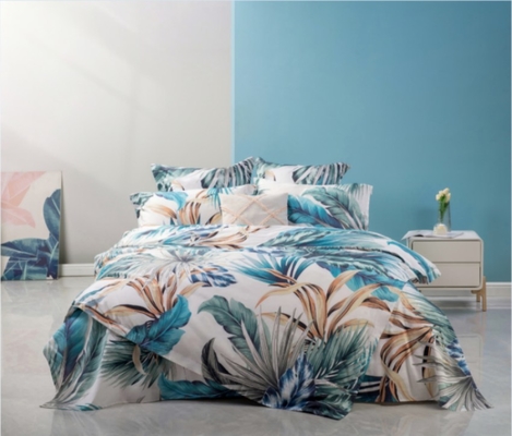 ชุดปกผ้าฝ้ากระจกผ้าใบพัดสีดิจิตอล Twin XL Floral