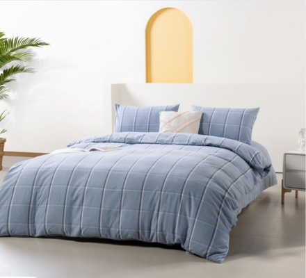 OEM Twin Duvet Covers King ขนาดเต็ม ผ้าห่มครอบผ้าห่ม สีฟ้า โพลีเอสเตอร์ผสมผสานฟลานเนล