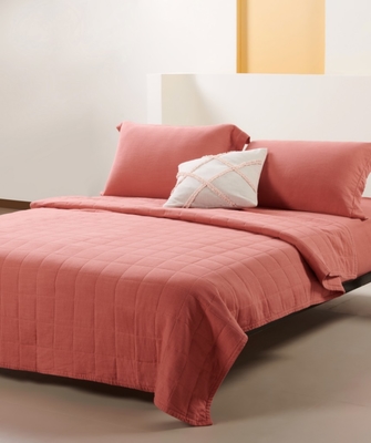 OEM Rayon Linen Quilt Set ซอลิด สนับสนุน สีส้มเผา