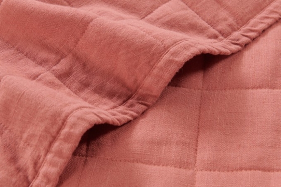 OEM Rayon Linen Quilt Set ซอลิด สนับสนุน สีส้มเผา
