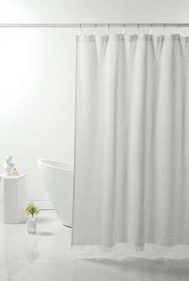 ผ้าม่านอาบน้ําสีเทาอ่อน Jacquard 95% ผ้าม่าน 5% โพลีเอสเตอร์รีไซเคิล
