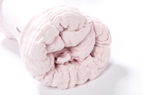 ผ้าห่ม 100% Seersucker ผ้าห่มสีชมพู เบาะผ้าห่มขนาดกษัตริย์ สวยและสบายใจ