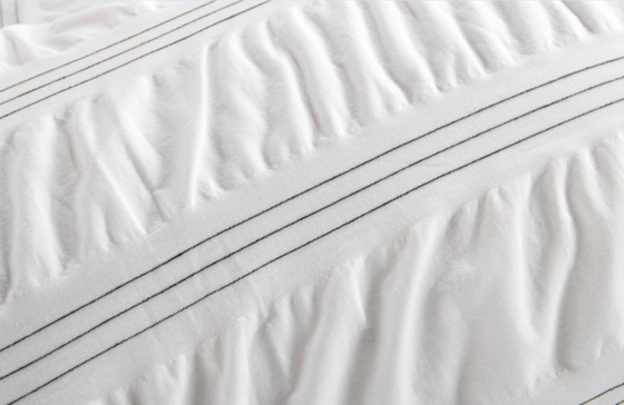 Seersucker Cotton Recycled Polyester Duvet Set เคลือบผ้าใบสีขาวที่มีความยั่งยืน