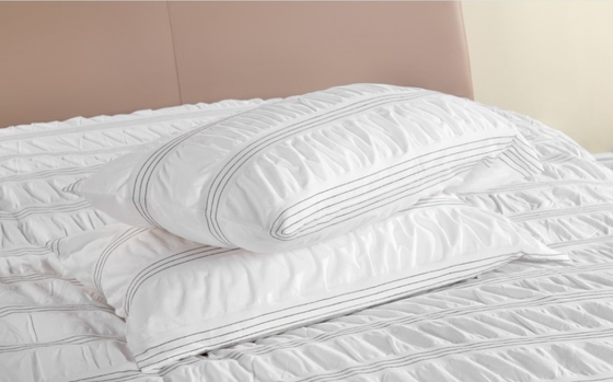 Seersucker Cotton Recycled Polyester Duvet Set เคลือบผ้าใบสีขาวที่มีความยั่งยืน