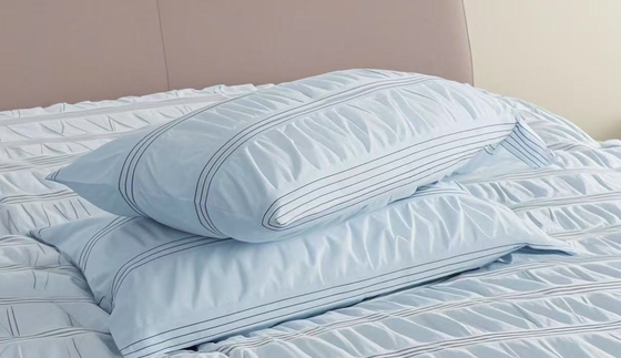 Seersucker Cotton Recycled Polyester Duvet Set Sustainable Light Blue ผ้าห่มครอบคลุมพระราชา