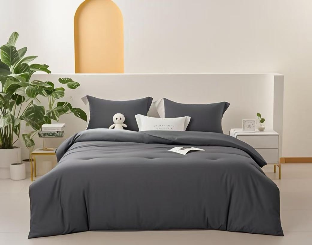 ชุดผ้าปูที่นอน Tencel Lyocell OEM สีเทาเข้ม สบาย ชุดผ้าปูที่นอนขนาด Twin