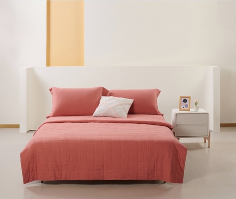OEM Rayon Linen Quilt Set ซอลิด สนับสนุน สีส้มเผา